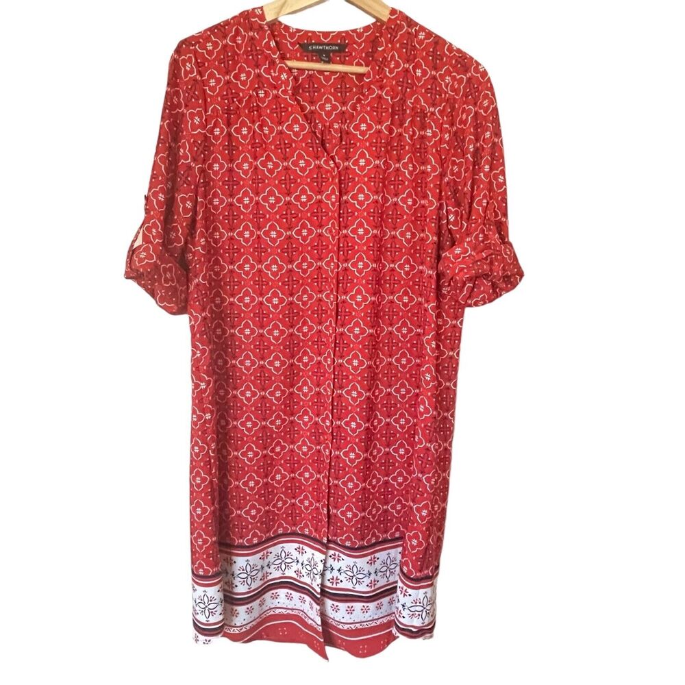 NWOT 41Hawthorn Shirt Dress Midi Button Up Western OrangeRed SIZE MEDIUM No BELT